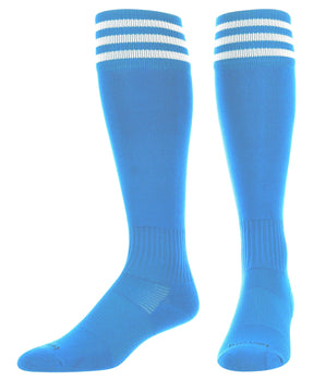 TCK socks Columbia Blue/White / Large Finale 3-Stripe Soccer Socks