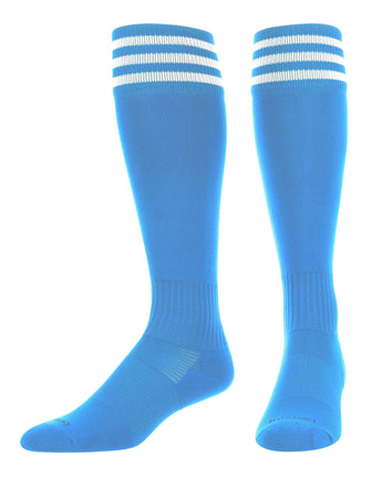 TCK socks Columbia Blue/White / Large Finale 3-Stripe Soccer Socks