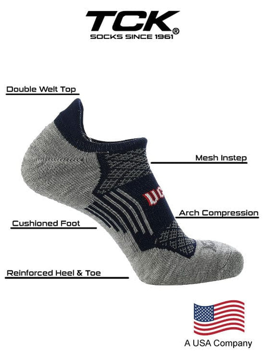 TCK socks Connecticut Huskies No Show Socks with Tab - Performance Socks That Say Hidden