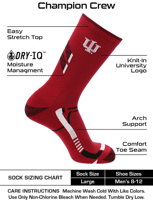 TCK socks Crimson/Black / Large Indiana Hoosiers Socks University of Indiana Hoosiers Champion Crew Socks