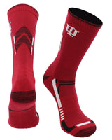 TCK NCAA Performance Champion Crew Socks – Indiana Hoosiers, Crimson/Black, Large