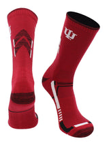 TCK NCAA Performance Champion Crew Socks – Indiana Hoosiers, Crimson/Black, Large