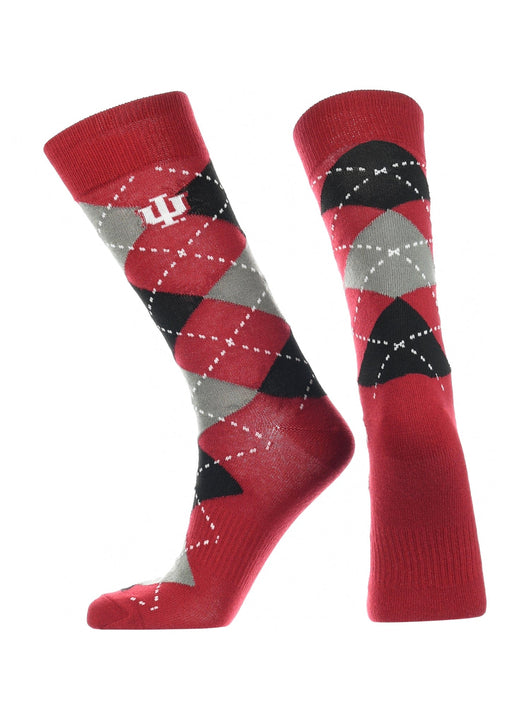 TCK socks Crimson/Grey/Black / Large Indiana Hoosiers Argyle Dress Socks NCAA Fanwear Crew Length