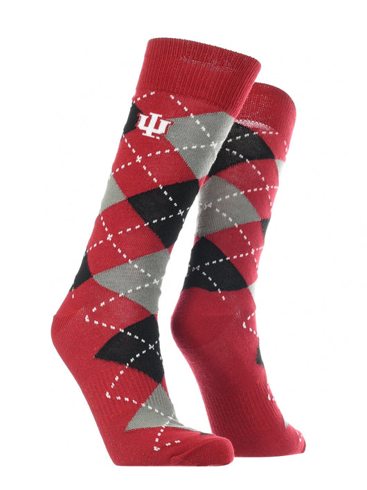 TCK socks Crimson/Grey/Black / Large Indiana Hoosiers Argyle Dress Socks NCAA Fanwear Crew Length