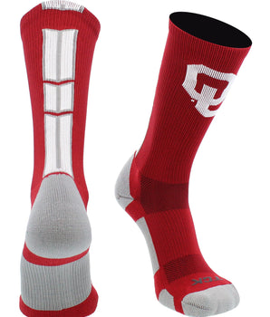 TCK socks Crimson/Grey/White / Large Oklahoma Sooners Baseline Crew USA Made