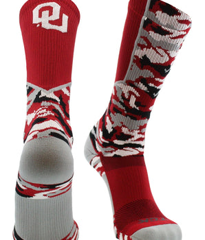 TCK socks Crimson/Grey/White / Large Oklahoma Sooners Woodland Camo Crew Socks