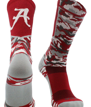 TCK socks Crimson/White/Grey / Large Alabama Crimson Tide Woodland Camo Crew Socks