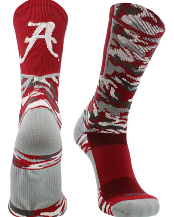 TCK socks Crimson/White/Grey / Large Alabama Crimson Tide Woodland Camo Crew Socks