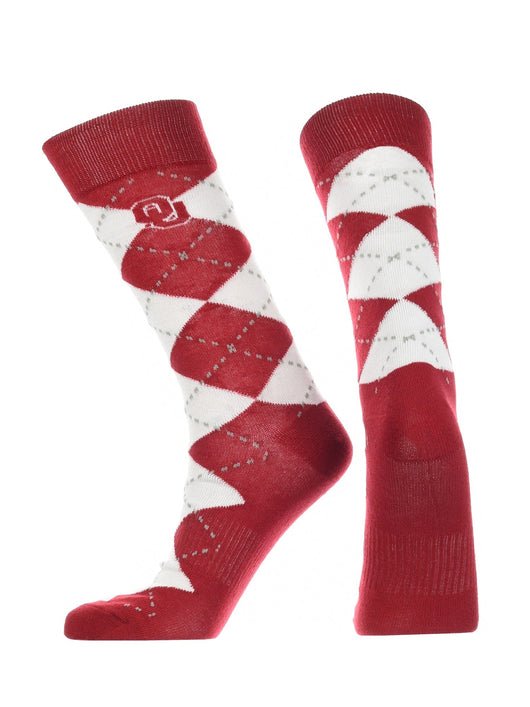 TCK socks Crimson/White / Large Oklahoma Sooners Argyle Dress Socks NCAA Fanwear Crew Length
