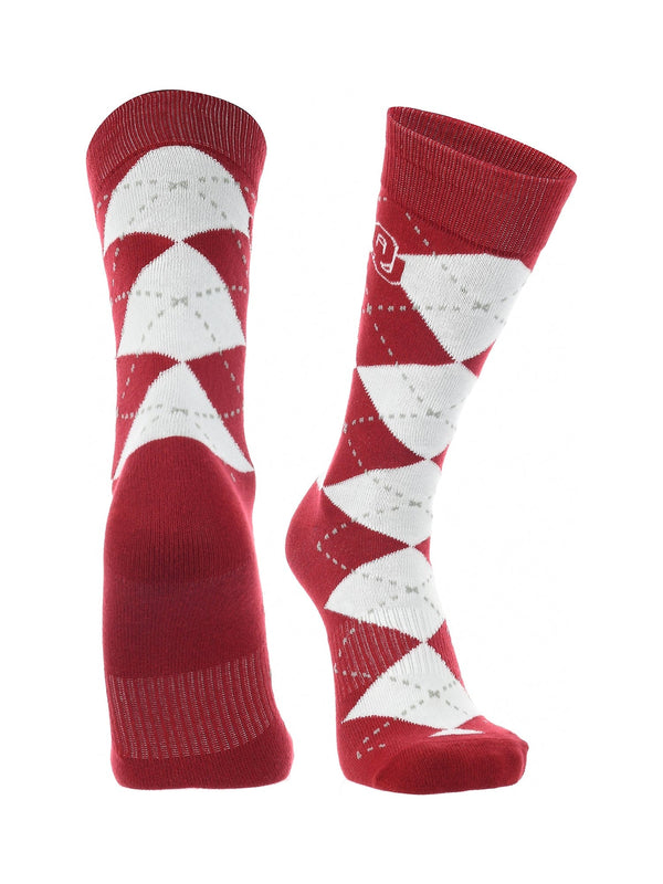 TCK socks Crimson/White / Large Oklahoma Sooners Argyle Dress Socks NCAA Fanwear Crew Length