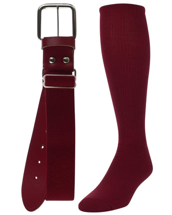 TCK socks Dark Cardinal / Medium Baseball/Softball Adult Belt & Socks Combo Set