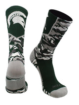 TCK socks Dark Green/Grey/White / Large Michigan State Spartans Camo Crew Socks