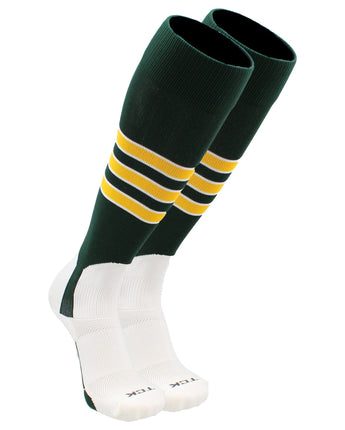 TCK socks Dark Green/White/Gold / Small TCK Baseball Stirrup Socks with Stripes Pattern D