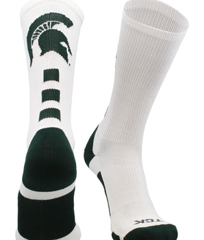 TCK socks Dark Green/White / Large Michigan State Spartans Baseline Crew USA Made