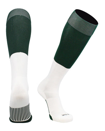 TCK socks Dark Green/White / Medium End Zone Over the Calf Football Socks
