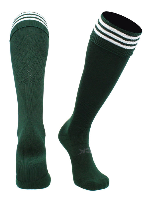TCK socks Dark Green/White / Medium Premier Soccer Sock with Fold Down Stripes