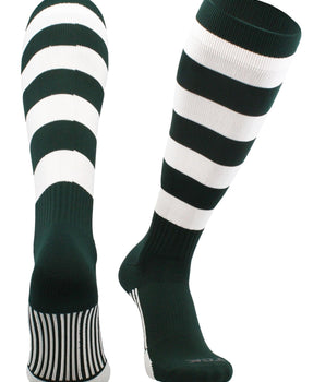 TCK socks Dark Green/White / X-Large Hoop Striped Rugby Socks