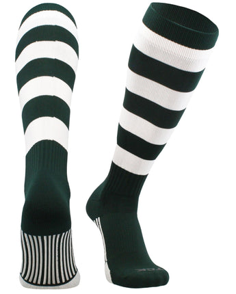 TCK socks Dark Green/White / X-Large Hoop Striped Rugby Socks