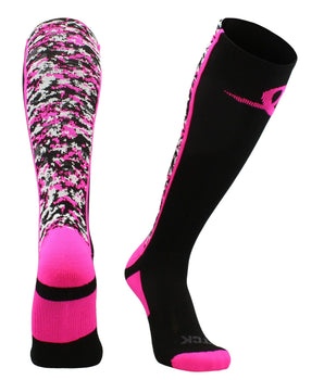 TCK socks Digital Camo Aware Over the Calf Socks Pink Ribbon Softball Soccer Football