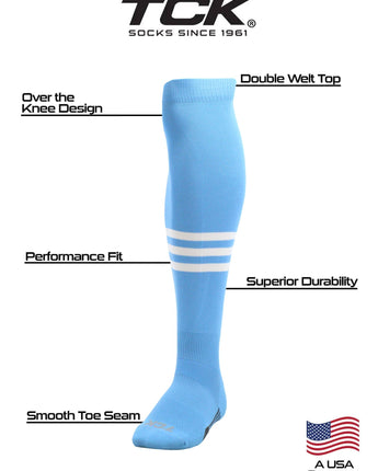 TCK socks Dugout Striped Over the Knee Baseball Socks Pattern B