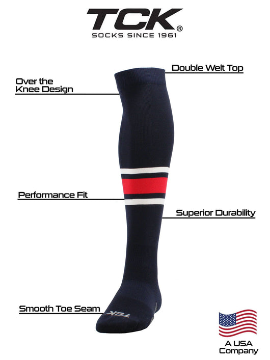 TCK socks Dugout Striped Over the Knee Baseball Socks Pattern E