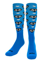 TCK socks Electric Blue / Large Soccer Ball Hearts Athletic Knee High Socks