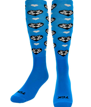 Soccer Ball Hearts Athletic Knee High Socks