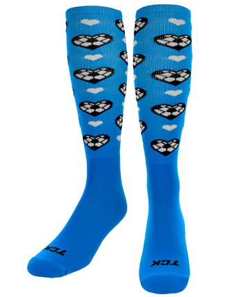 Soccer Ball Hearts Athletic Knee High Socks