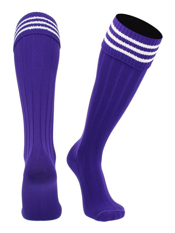 TCK socks Euro Style 3 Stripe Soccer Socks With Fold Down Top