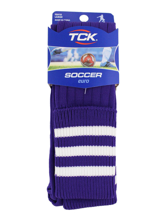 TCK socks Euro Style 3 Stripe Soccer Socks With Fold Down Top