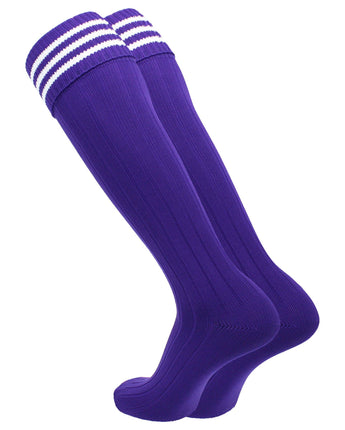 TCK socks Euro Style 3 Stripe Soccer Socks With Fold Down Top