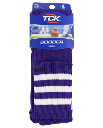 TCK socks Euro Style 3 Stripe Soccer Socks With Fold Down Top