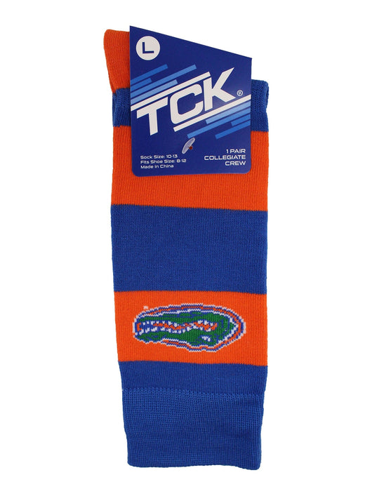 TCK socks Florida Blue/Orange / Large Florida Gators Socks Game Day Striped Crew Socks