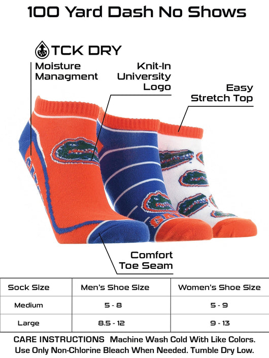 TCK socks Florida Gators No Show Socks Full Field 3 Pack