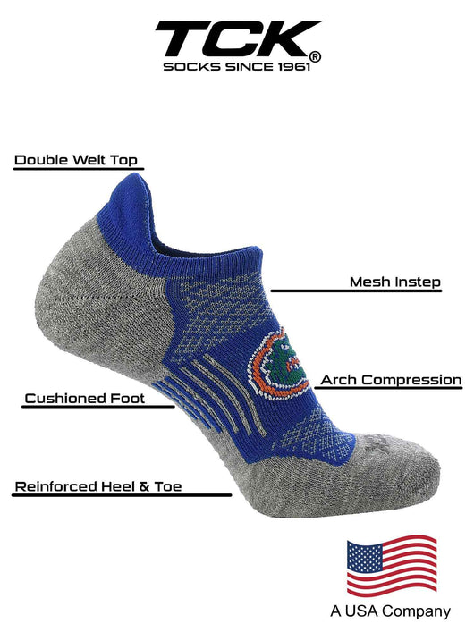 TCK socks Florida Gators No Show Socks with Tab - Performance Socks That Say Hidden