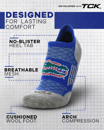 TCK socks Florida Gators Tour No Show Tab Socks - Made in USA