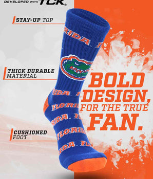TCK socks Florida Orange/Blue/White / Large Florida Gators Mayhem Crew Socks (Made in USA)