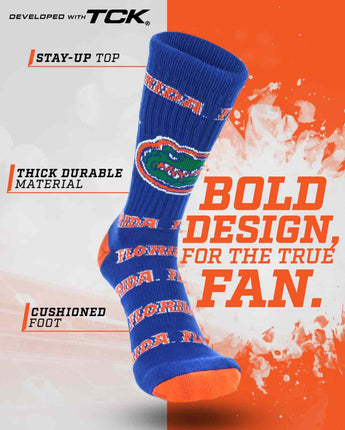 TCK socks Florida Orange/Blue/White / Large Florida Gators Mayhem Crew Socks (Made in USA)
