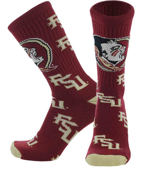 TCK socks Florida State Garnet/Gold / Large Florida State Seminoles Mayhem Crew Socks (Made in USA)