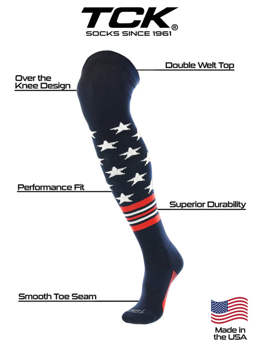 TCK socks Freedom Baseball Socks USA Stripes Over the Knee