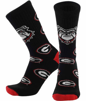 Georgia Bulldogs Mayhem Crew Socks (Made in USA)