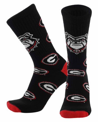 TCK socks Georgia Black/Red/White / Large Georgia Bulldogs Mayhem Crew Socks (Made in USA)