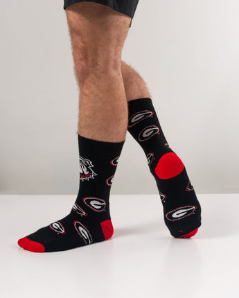 Georgia Bulldogs Mayhem Crew Socks (Made in the USA)