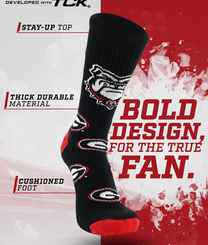 Georgia Bulldogs Mayhem Crew Socks (Made in the USA)