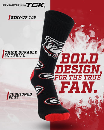 Georgia Bulldogs Mayhem Crew Socks (Made in the USA)