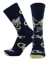 TCK socks Georgia Tech Navy/Vegas Gold / Large Georgia Tech Yellow Jackets Mayhem Crew Socks (Made in USA)
