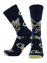 TCK socks Georgia Tech Navy/Vegas Gold / Large Georgia Tech Yellow Jackets Mayhem Crew Socks (Made in USA)
