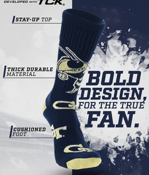 Georgia Tech Yellow Jackets Mayhem Crew Socks (Made in USA)
