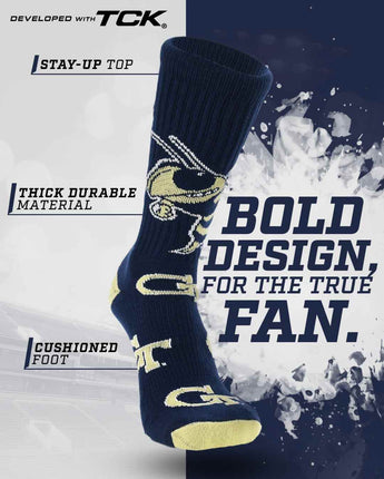 TCK socks Georgia Tech Yellow Jackets Mayhem Crew Socks (Made in USA)