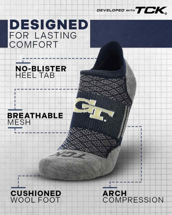 Georgia Tech Yellow Jackets No Show Tour Socks - Made in USA